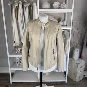 Kenneth Cole Reaction Women's Size XL Beige Motorcycle Jacket  #3363